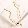 Niemals verblassende 18 Karat vergoldete Marken-Designer-Buchstaben-Anhänger-Halsketten, berühmte Damen-Kristall-Strass-Edelstahl-Choker-Neckl294t