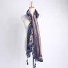 Ethnic Clothing 2024 Spring And Summer Plum Tassel Linen Scarf Beach Women Thin Section Sunscreen Shawl Tops Big Muslim Hijab