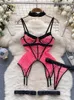 Set di reggiseni SINGREINY Camis in rete Set di biancheria intima sensuale Cinghie femminili Patchwork Aderente Shapewear Donna Club Corsetto senza schienale Lingerie Abiti