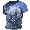 Men's T Shirts Vintage Short Sleeve Shirt Compass Print T-shirt Nautical Tops Summer O-Neck Sweatshirt Tees Designer Daily Mens Clothing
