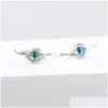 Stud Earrings Fashion Sier Color Angel Feather Wings Cat Eye Glass Devils For Women Party Jewelry Drop Delivery Oti3Z