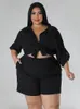 Wmstar grande taille deux pièces ensembles femmes correspondant ensembles chemises lâches top shorts survêtement décontracté été vente en gros goutte 240127