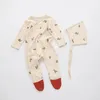 Cute Baby Jumpsuit Hat Baby Rompers Spring born Baby Clothes For Girls Boys Long Sleeve ropa bebe Jumpsuit Clothing Outfits 240118