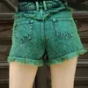 Kobiety szorty 2024 Summer Y2K Denim Casual Green Personalized Harlan Short Pants Modna moda