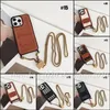 Brand Fashion Classic Phone Case Back Cover Case With Hanging Rope Gift for I P Telefoner 12 13 14 15 Plus Pro Max