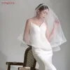 Topqueen v69 véu de casamento na ponta do dedo, véu de noiva minimalista de duas camadas com blush, véu de noiva com pente, vestido para noiva 240123