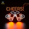 Benutzerdefinierte 3D Neon Bier Zeichen Kaffee Open Cheers Gitarre Form Lichter Indoor Nachtlicht Für Xms Bar Party Zimmer hause Decor308L