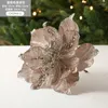 Flores decorativas 2 peças glitter artificial enfeites de árvore de natal decorações alegres para casa presentes de navidad de 2024 anos