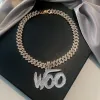 Ожерелья Woo Baby Iced Out, кулон для мужчин, кубинская цепочка в стиле хип-хоп для женщин, модная и контрактная цепочка, ожерелье, колье, ювелирные изделия