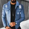 Mäns denimjacka 2023 Autumn Casual Pure Cotton Slim Fit Street Stylish Motorcykel Jean Jacket Streetwear Men Coats 240122