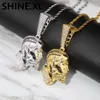 Oipsey Hussle Herrenschädel Anhänger Halskette aus Goldkette Gold Silber kubisch Zirkonia Hip Hop Rock Schmuck277g