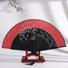 Decoratieve beeldjes Rood Zwart Hand Held Bamboe Vouwwaaier Dans Chinees Japans Charmant Elegant Vintage Retro Stijl Vrouwen Geschenken