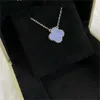 Van Clover Collier Cleef Four Leaf Clover Neckalces luxe amour trèfle designer Van charme pendentif colliers pour femmes violet clair pierre diamant goth Sailormoon mo