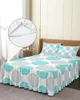 Yatak etek mandala gri mavi doku bohem elastik takılmış yatak örtüsü ile yastık kamışları yatak kapak yatak seti sayfası