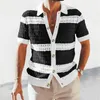 Herr t -skjortor 2024 sommarlApel Kort ärm Mens Flanell Long Blus Top Men Shirt för