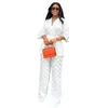 カジュアルドレス秋のレディースビジネスファッション気質2ピースホワイトクロップドスリーブVネックレースアップシャツソフトワックス格子縞のズボン