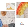 Arts et artisanat hibou poinçon aiguille broderie dessin animé animaux kits de démarrage touffetage tapis outil d'accrochage avec enfileur tissu cerceau fil