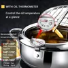 Casseroles Cuisine Marmite Avec Thermomètre Et Couvercle En Acier Inoxydable Japonais Tempura Friteuse Poêle Poulet Frit Outils De Cuisson