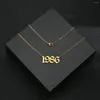 Pendant Necklaces Lover Couple Necklace Birth Year Titanium Steel For Women Men Gold Color Hip Hop Rock Jewelry Birthday Gift