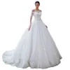 Off Axel Wedding Dresses Sexig elegant långärmad högkvalitativ 3D blommig spets plus storlek arabiska brudklänningar svep Train Vestidos de novia 2024 Ny brud