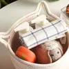 Leuke Kat Oren Katoenen Touw Geweven Opslag Mand Diversen Speelgoed Comestics Sleutels Snacks Desktop Organizer Box 240125