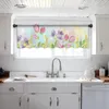 Cortina de flores de verano, acuarela, corta, transparente, tul para ventana, cortinas para cocina, dormitorio, decoración del hogar, pequeñas cortinas de gasa