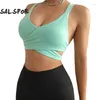 Yoga Outfit Salspor Sexy Cross Sports Sutiã Secagem Rápida Roupa Elástica Fitness Correndo Colete Sólido Mulheres Tanque Top Activewear Gym Wear