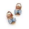 Sandals 2024 Summer Born Infant Baby Girls Princess Bowknot Shoes Soft Sole PU Cute Flats Fit For 0-18M Crib