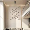 Lampadari Modern Black Scale Lampadario in alluminio Duplex Building Grattacielo Soggiorno Soffitto di grado superiore Lungo LED Line Lamp3255