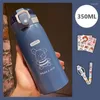 Water Bottles 350ml/500ml Cute Bottle Thermos Cup Portable Kawaii With Straw And Stickers Kid Stainless Steel Thermal Mug