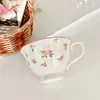 Hübsche rosa Rose mit niedlichem Kaninchen-Keramik-Kaffeetasse und Untertasse-Set, englische Nachmittagstee-Tasse, 250 ml, 240130