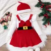 Conjuntos de roupas Mababy 0-18m Natal nascido bebê menina roupas manga longa macacão veludo saias chapéu infantil criança trajes de natal d05