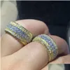 خواتم الزفاف 2023 أعلى بيع خواتم الزفاف المجوهرات الفاخرة 925 الجنيه الاسترليني Sier FL Round Cut Topaz CZ Gemond Gemstones Party Handma DH8EE