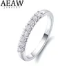 AEAW 14k White Gold 0 25ctw 2mm DF Round Cut Engagement&Wedding Moissanite Lab Grown Diamond Band Ring for Women Y0122240c