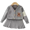 Clothing Sets Baby Girl Clothes Autumn Winter Cartoon Bear Sweater Cardigan Skirt Set 2Piece Korean Casual Cute College Style Girls Suit