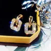 Studörhängen Anziw Square Drop For Women 2024 Silver D Color Real Moissanite 925 Guldflickor Fina smycken