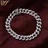 14K vit guldfinish Men's Cuban Armband Melee Moissanite Cuban Link Chain Diamond Gold Armband Cuban