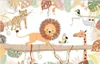 Sfondi Personalizzati Nordic Cartoon Animal Abstract Forest Murale Carta da parati per Boy Girl Camera dei bambini Murales Camera da letto Sfondo Wall Paper