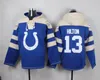 Indianapolis''Colts''Men #28 Jonathan Taylor 12 Andrew Luck 96 Henry Anderson Custom Blauw/Wit Tijdloze Must-Have Lace-Up Pullover Hoodie