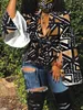 Vêtements d'extérieur 4XL 5XL LW grande taille col rabattu Tribal printemps été femmes streetwear imprimé géométrique manches fendues manteaux vestes