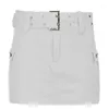 Jupes Y2K esthétique basique ceinturée taille basse mode poches Sexy jupe crayon en Denim blanc bas mignon Clubwear Mini 2024