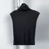 Women's Tanks Sweater Vest 2024 Spring Simple Versatile Black And White Ribbed High Neck Wide Shoulder Contour Knit Pullover Top