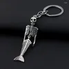 Keychains Mermaid Keychain Key Ring Metal Chain Jewelry Antique Silver Color Plated Dancing