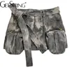 GetSpring Damen-Shorts, 2024, Sommer, Camouflage, mehrere Taschen, niedrige Taille, kurze Denim-Röcke, modisch, alles passend