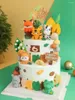 Strumenti per torta Cartoon Topper animale di legno di boschi simpatico foresta morbida foresta giungla safari leone decorazione di 1 ° compleanno festa regalo per feste