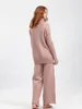 Women's Two Piece Pants In Autumn Winter Two-piece Knitted Suit Fashion Casual Turtleneck Warm Thick Wide Leg Sweater Pullover Women