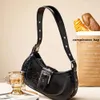 2024 New Cowhide Bag Niche Texture Female Summer New Retro Spice Girl Underarm Single Shoulder Crossbody Bag