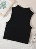 Damen Tanks ATHVOTAR Sommer 7 Farben Frauen Crop Top Rippenstrick Ärmellos Casual Streetwear Weiß Tank Rollkragen BH Nahtlose Weiblich