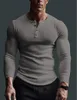 Весенняя однотонная приталенная футболка с длинным рукавом, мужская дышащая спортивная куртка с воротником-стойкой в полоску, хлопковая повседневная футболка с длинным рукавом 240118