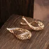 Kolczyki Dangle Syoujyo Fashion Bohemian 585 Gold Kolor Women's Trendy Natural Zircon Micro wosk inlay pusta drop vintage